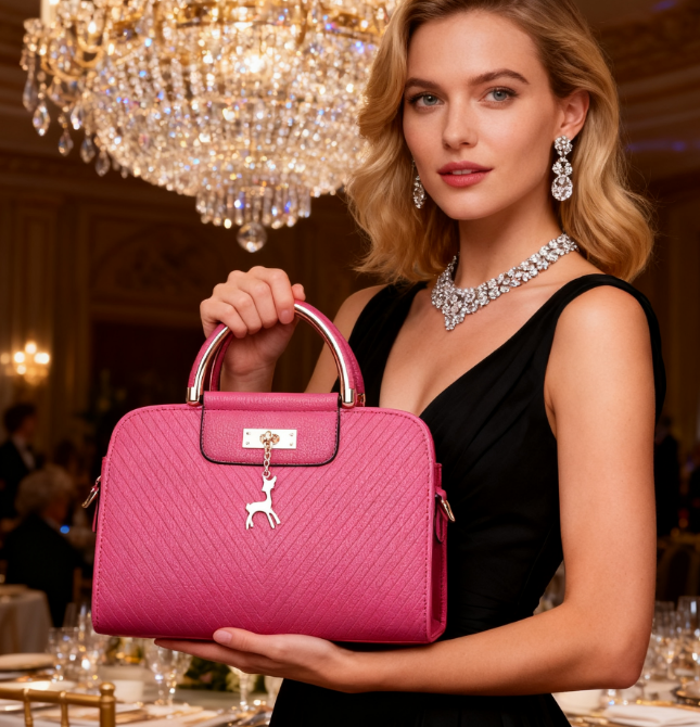 Sac à Main PU Femme Luxe – Cuir Texturé Chevron & Anses Métalliques