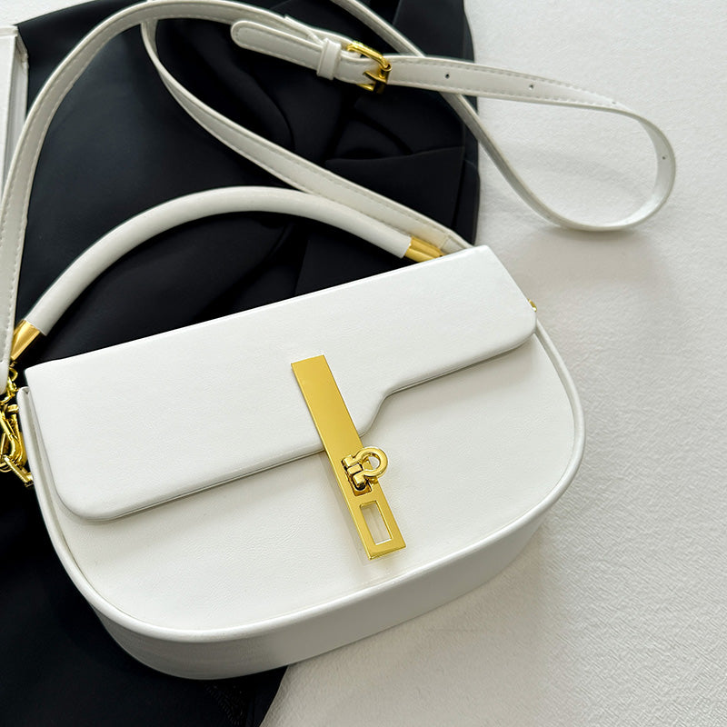 Sac à Main Bicolore Femme — Bandoulière Chaîne Dorée & Fermoir Luxe