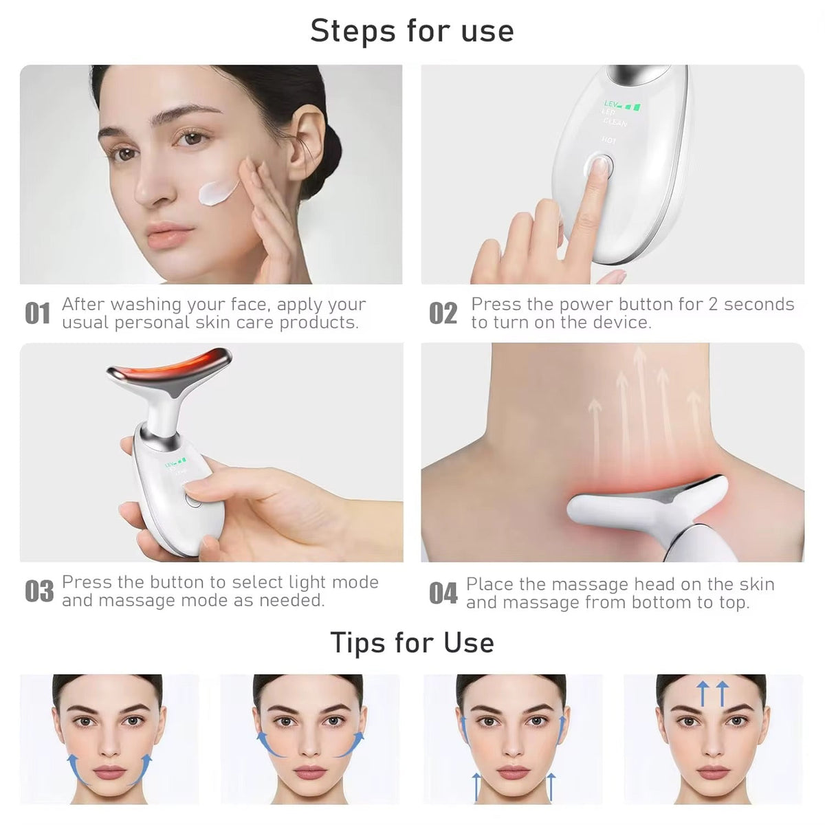 Masseur Facial Anti-Rides – Technologie LED & EMS