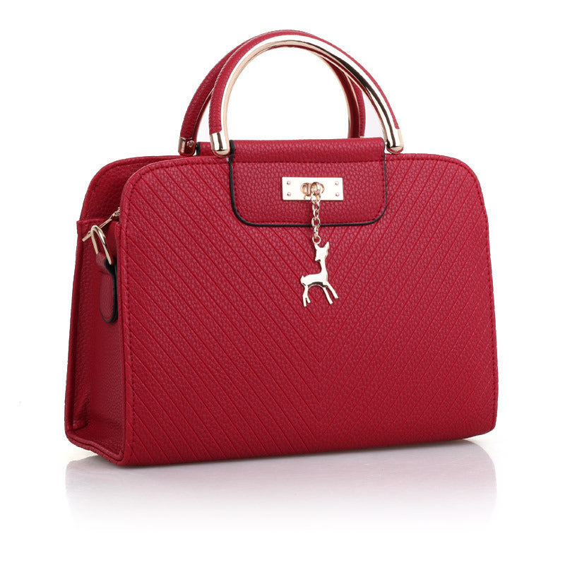 Sac à Main PU Femme Luxe – Cuir Texturé Chevron & Anses Métalliques