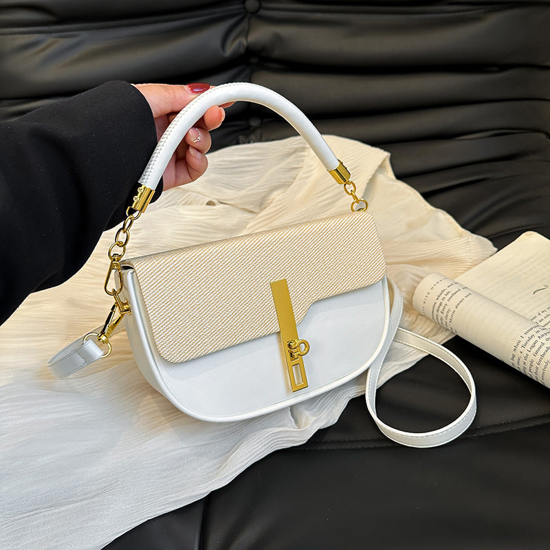 Sac à Main Bicolore Femme — Bandoulière Chaîne Dorée & Fermoir Luxe