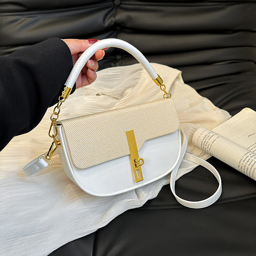 Sac à Main Bicolore Femme — Bandoulière Chaîne Dorée & Fermoir Luxe