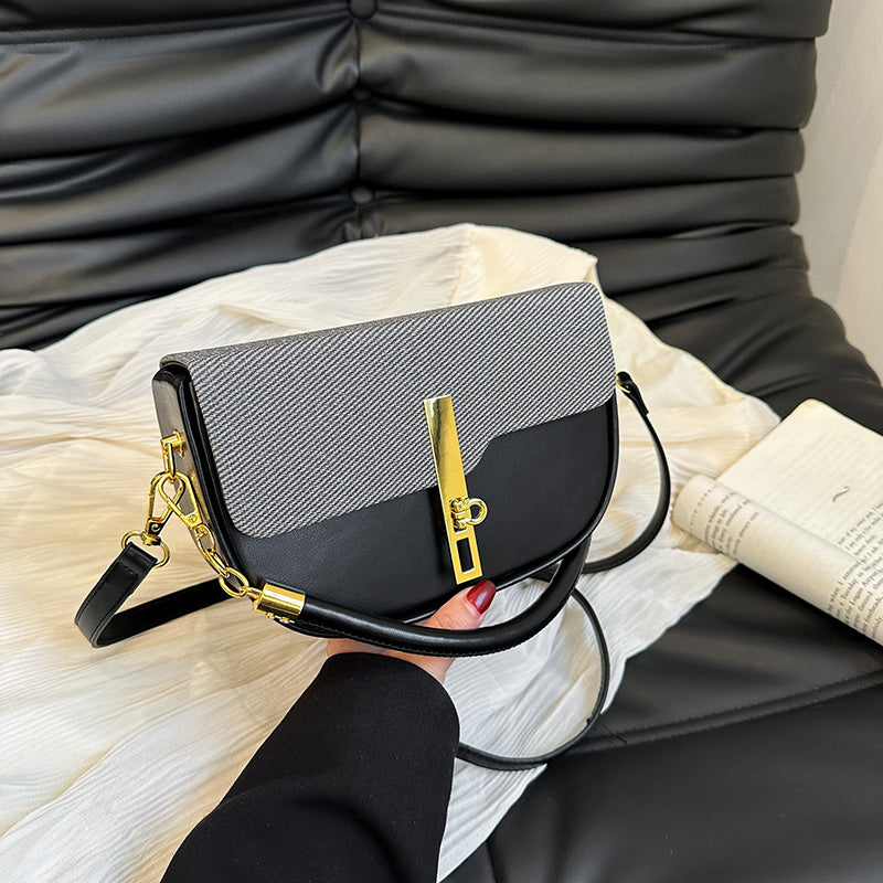 Sac à Main Bicolore Femme — Bandoulière Chaîne Dorée & Fermoir Luxe